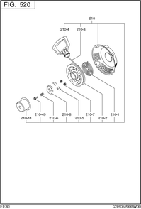 Cooling Starting Diagram and Parts List for EE300DSM910 EE300 Subaru Engine