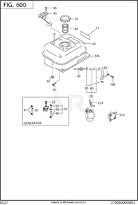 600 Fuel And Lubricant Diagram and Parts List for EX270DE5043  Subaru Engine