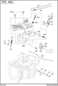 Governor Operation Diagram and Parts List for EA175V73030 EA175 Subaru Engine