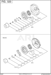 520 Cooling And Starting Diagram and Parts List for EX270D50164  Subaru Engine