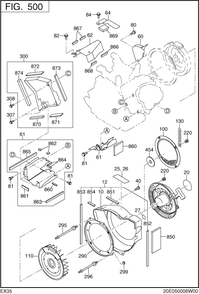 Cooling,starting Diagram and Parts List for EX350D00031 EX350 Subaru Engine
