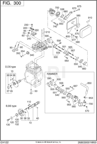 300 Intake And Exhaust Diagram and Parts List for EH122D46530  Subaru Engine
