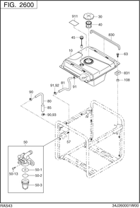 Fufl Tank Diagram and Parts List for RAS43016511 RG4300iSE Subaru Generator