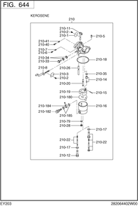 Fuel Lubricant Diagram and Parts List for EY203DKC620 EY203 Subaru Engine