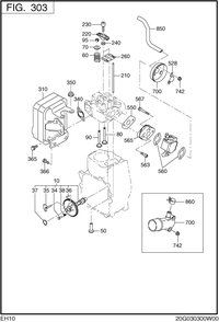 Intake Exhaust Diagram and Parts List for EH100F47013 EH100 Subaru Engine