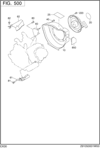 Cooling Starting Diagram and Parts List for EX300DS2070 EX300 Subaru Engine