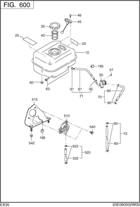 Fuel Lubricant Diagram and Parts List for EX350D00031 EX350 Subaru Engine