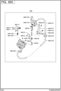 Fuel Lubricant Diagram and Parts List for EX210LD2012 EX210 Subaru Engine