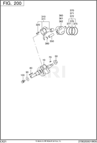 200 Crankshaft Diagram and Parts List for EX210D50172  Subaru Engine