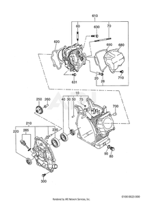 100 Crankcase Diagram and Parts List for EX170DM2750  Subaru Engine