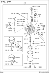Fuel Lubricant Group Diagram and Parts List for EK300B70020 EK300 Subaru Engine