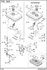 Fuel Lubricant Diagram and Parts List for EY203DC0760 EY203 Subaru Engine
