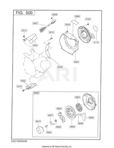 500 Cooling And Starting Diagram and Parts List for EX210D2042S  Subaru Engine