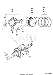 200 Crankshaft Diagram and Parts List for EX170D50530  Subaru Engine