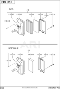 315 Intake And Exhaust Diagram and Parts List for EX350DE5011  Subaru Engine
