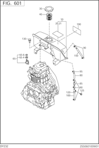 Fuel,lublicant Diagram and Parts List for DY232DD0201 DY232 Subaru Engine