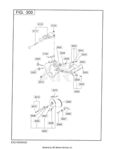 300 Intake And Exhaust Diagram and Parts List for EX210D2042S  Subaru Engine