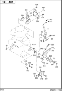 Governor Operation Diagram and Parts List for EH300B67010 EH300 Subaru Engine