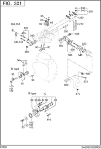 Intake Exhaust Diagram and Parts List for EH300B67010 EH300 Subaru Engine