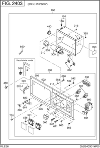 Control Box Diagram and Parts List for RLE36045021 RGX3600 Subaru Generator