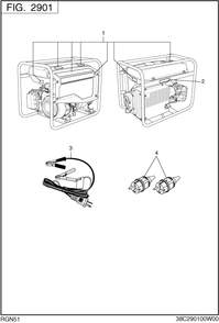 Accessories Label Diagram and Parts List for RGN51026000 RGN5100 Subaru Generator