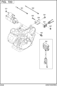 Electric Device Group Diagram and Parts List for EK280DS7020 EK280 Subaru Engine