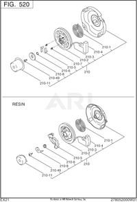 520 Cooling And Starting Diagram and Parts List for EX210D50036  Subaru Engine