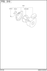 Intake Exhaust Diagram and Parts List for EH122B00080 EH122 Subaru Engine