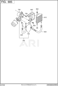 Oil Cooler Diagram and Parts List for EH722DS5171  Subaru Engine