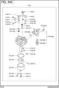 Fuel Lubricant Diagram and Parts List for EE300DSM910 EE300 Subaru Engine