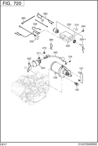 Electric Device Group Diagram and Parts List for EK170BS0010 EK170 Subaru Engine