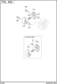 Clutch Diagram and Parts List for EH035VA1202 EH035 Subaru Engine