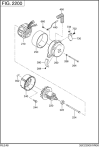 Generator Diagram and Parts List for RLE48036011 RGX4800 Subaru Generator