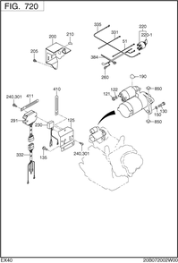 Electric Device Diagram and Parts List for EX400DS2160 EX400 Subaru Engine