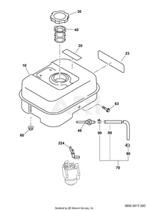 600 Fuel Tank Diagram and Parts List for EX170D10300  Subaru Engine