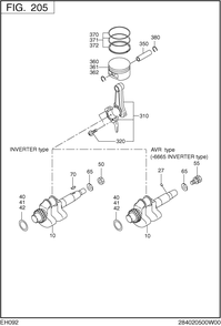 Crankshaft Piston Diagram and Parts List for EH092FN8510 EH092 Subaru Engine