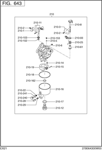 Fuel Lubricant Diagram and Parts List for EX210DS2182 EX210 Subaru Engine