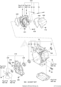 100 Crankcase Diagram and Parts List for RAS28023021  Subaru Generator