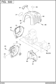 Cooling,starting Diagram and Parts List for EH025PA1205 EH025 Subaru Engine