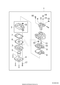 Carburetor - Wyl174 Diagram and Parts List for EH035AA1307  Subaru Engine