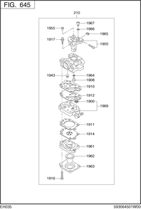 Fuel Lubricant Diagram and Parts List for EH035VA1202 EH035 Subaru Engine