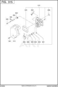 315 Intake And Exhaust Diagram and Parts List for EH025PA1206  Subaru Engine