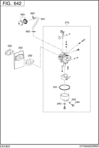 Fuel Lubricant Diagram and Parts List for EA190V70240 EA190 Subaru Engine