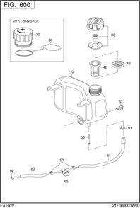 Fuel Lubricant Diagram and Parts List for EA190V53010 EA190 Subaru Engine