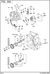 Intake,exhaust Group Diagram and Parts List for EK130B70030 EK130 Subaru Engine