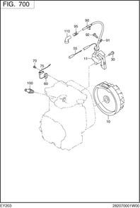 Electric Device Diagram and Parts List for EY203DC0760 EY203 Subaru Engine