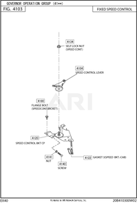 410 Governor Diagram and Parts List for EX400DE5220  Subaru Engine