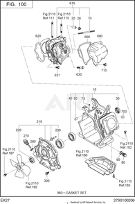 100 Crankcase Diagram and Parts List for RAS43023510  Subaru Generator