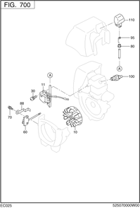Electric Device Diagram and Parts List for EC025GR5108 EC025 Subaru Engine