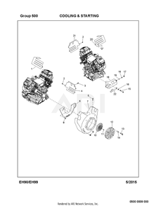 500 Cooling And Starting Diagram and Parts List for EH990VS0010  Subaru Engine